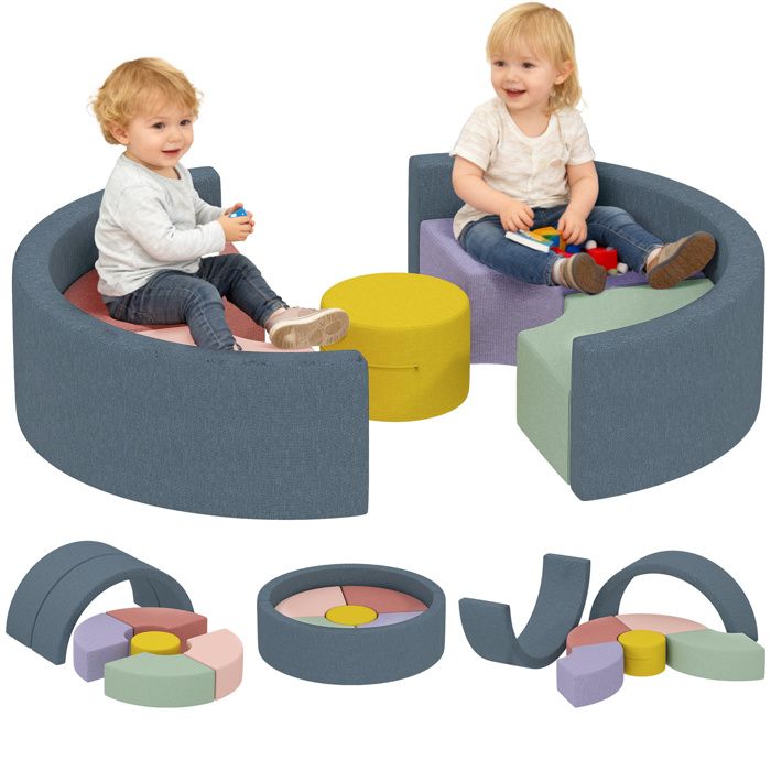 Parcours motricité bébé - module motricité bébé - AIYAPLAY - 7 PCS housse lavable - velours côtelé - 107 x 107 x 30 cm - multicolore