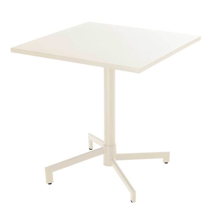 Table de jardin carrée bistrot avec plateau rabattable 70 cm ivoire Palavas Oviala