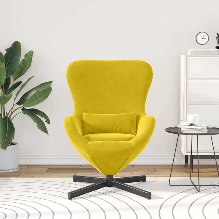 NEUF Fauteuil relax - BURKE - Chaise simple - œuf Jaune 63x73x90 cm Velours LL4644