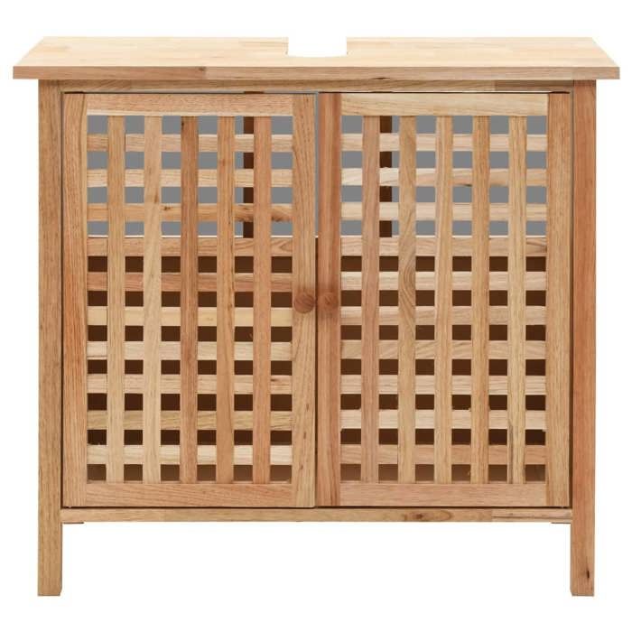 ABBO-SALE*Meuble WC Décoratif JILLS - Armoire pour lavabo avec miroir - Bois de noyer massif SOL593868