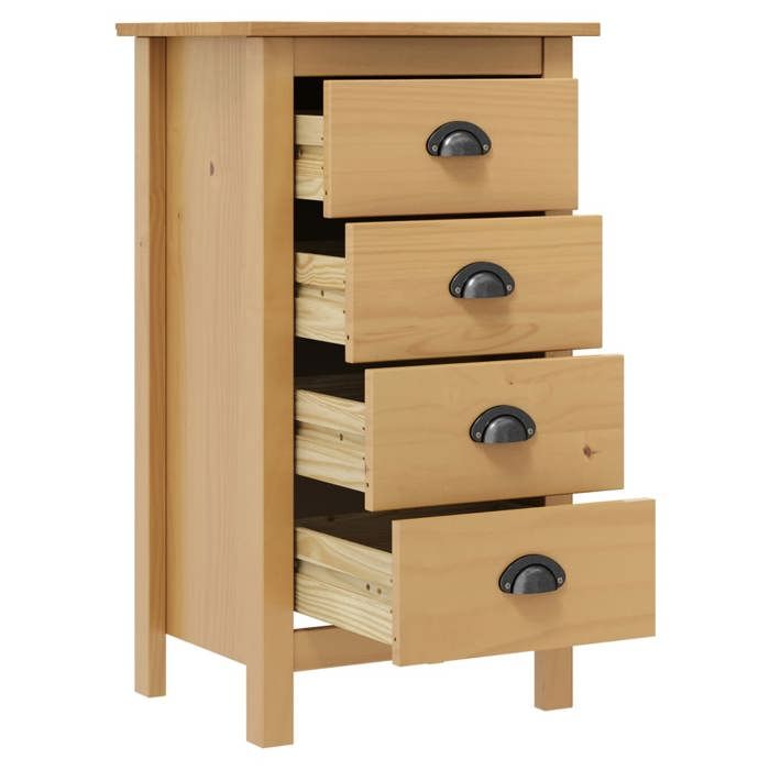 Buffet en bois de pin - vidaXL - 46x35x80 cm - Marron miel - 4 tiroirs - Poignées de tasse - Assemblage requis