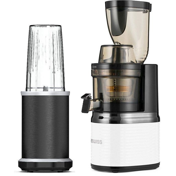 Extracteur de Jus Vertical 4Swiss BM202 - Ouverture XXL - 40 tr/min - 200W - 3 Tamis Sorbet / Smoothie - Nettoyage Facile - Silencieux - 4Swiss