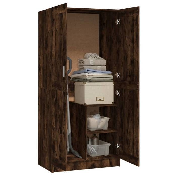 Moderne Garde-robe BURKE Armoire de chambre avec rangement Chêne fumé 82 5x51 5x180 cm Bois dingénierie AA2139