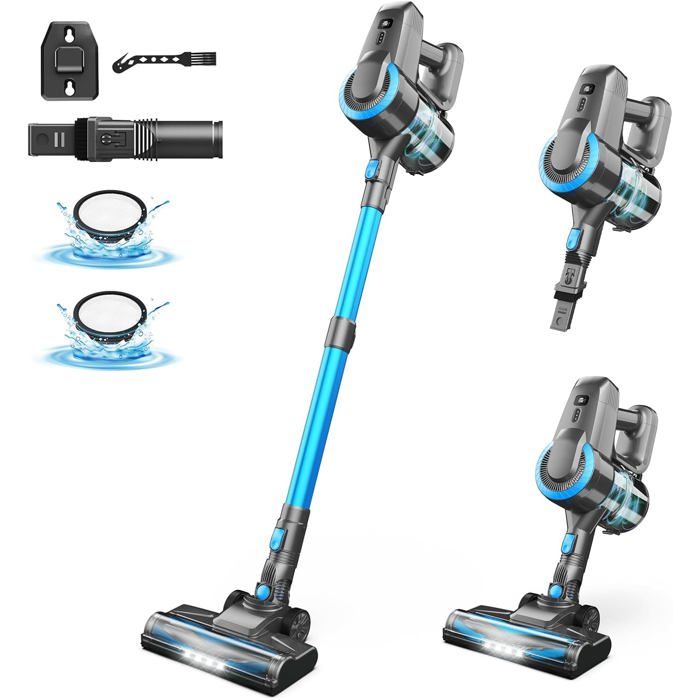 Aspirateur balai sans fil - SUTEO - 25Kpa - 50 min dautonomie - 6 en 1 - Brosse LED - Filtration 6 couches