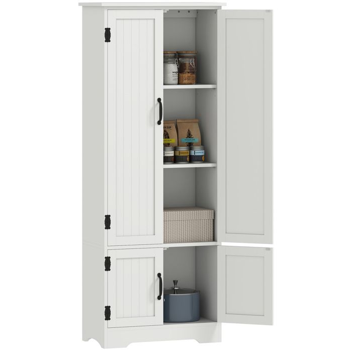 uffet de cuisine - HOMCOM - buffet multi-rangements 2 placards 3 étagères - MDF panneaux particules - 60x30x153cm - Blanc