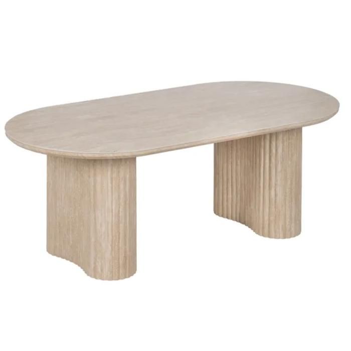 Table Basse - Meubles&Design - Table basse THYMORIA ovale pierre beige 120 cm double pieds Table Basse - Meubles&Design - Table basse THYMORIA ovale pierre beige 120 cm double pieds