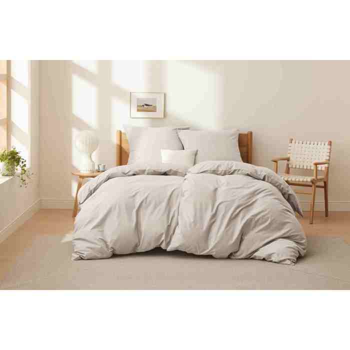 Parure de couette – Housse de couette et Taies d’oreiller - Bedsure - Lin naturel - 155x220cm - 100% Coton - Lot de 3 pièces