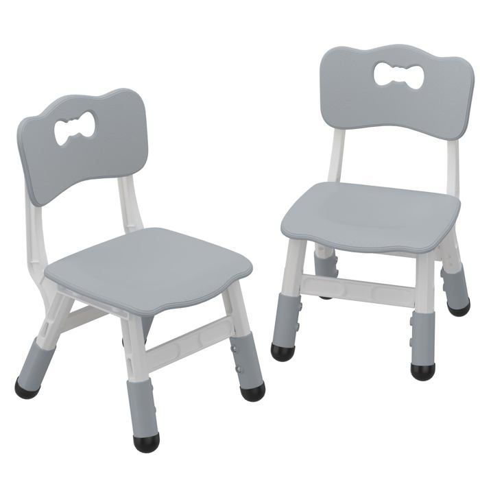 Lot 2 chaises enfants réglables – Gris foncé – 3 hauteurs plastique robuste – Intérieur/extérieur – Maison classe crèche