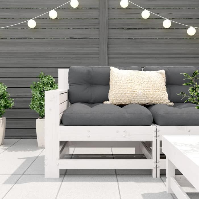 Blanc Siège de jardin -  Canapé de jardin - accoudoir - blanc 69x62x705 cm bois pin massif C4299