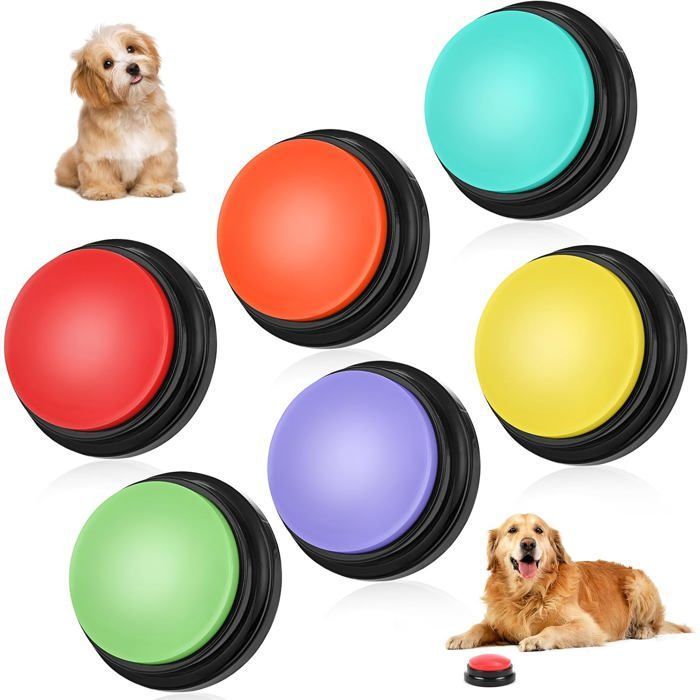Buzzer Enregistrable Lot de 6 Buzzer Sonore Bouton Communication pour Chiens et Chats Convient aux Jeux pour Animaux de CLICKER