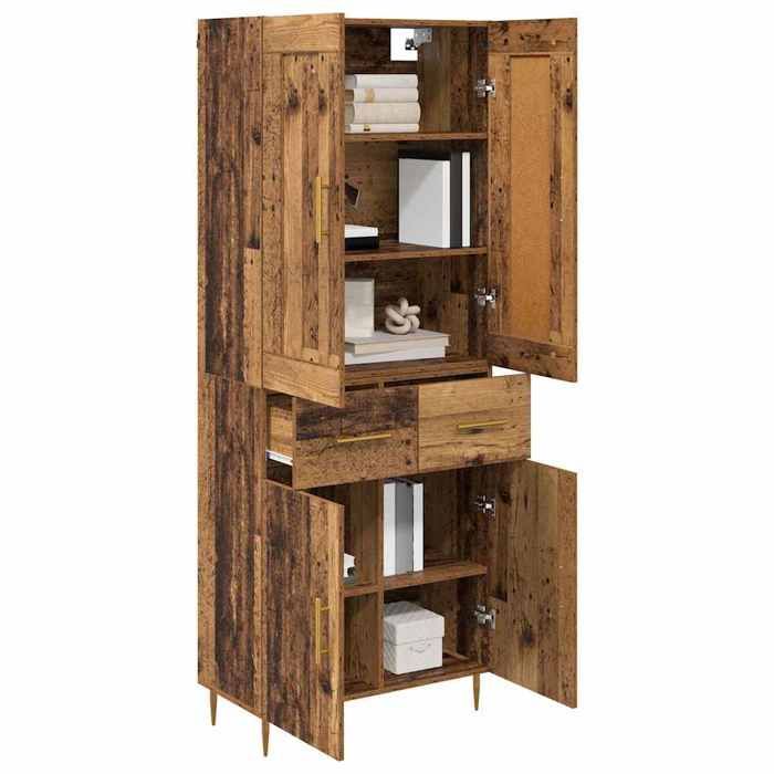 (9505)Moderne Haut Cabinet MEUBLE DE SEJOUR Bois Ancien 69 5x34x180 cm Bois dingénierie poid:52.05 kg