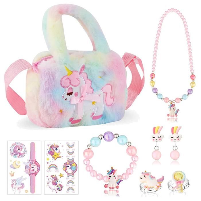 Sac à main 18x13x5cm 9 - Jucnuz - accessoires longues bretelles sac bandoulière licorne pour enfant peluche mignonne pour jouer en