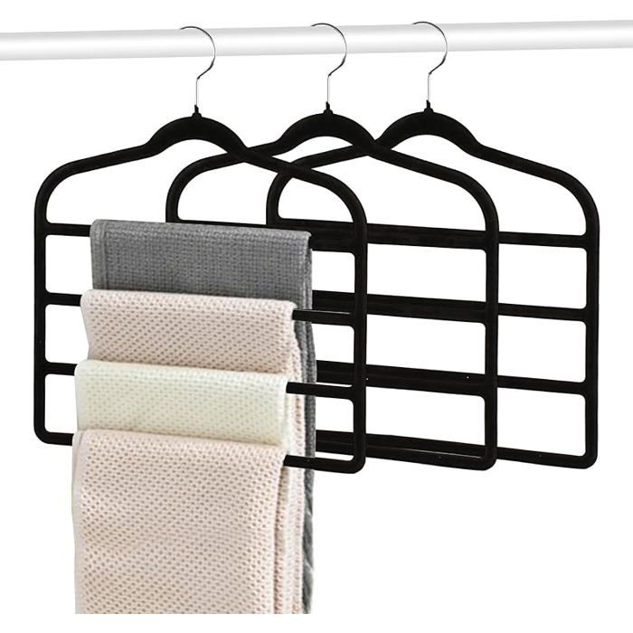 3 Pièces Cintre Pantalon Gain de Pce AntidéRapant Cintre Multiple Gain de Pce Pantalon en Velours Adapté aux Pantalons