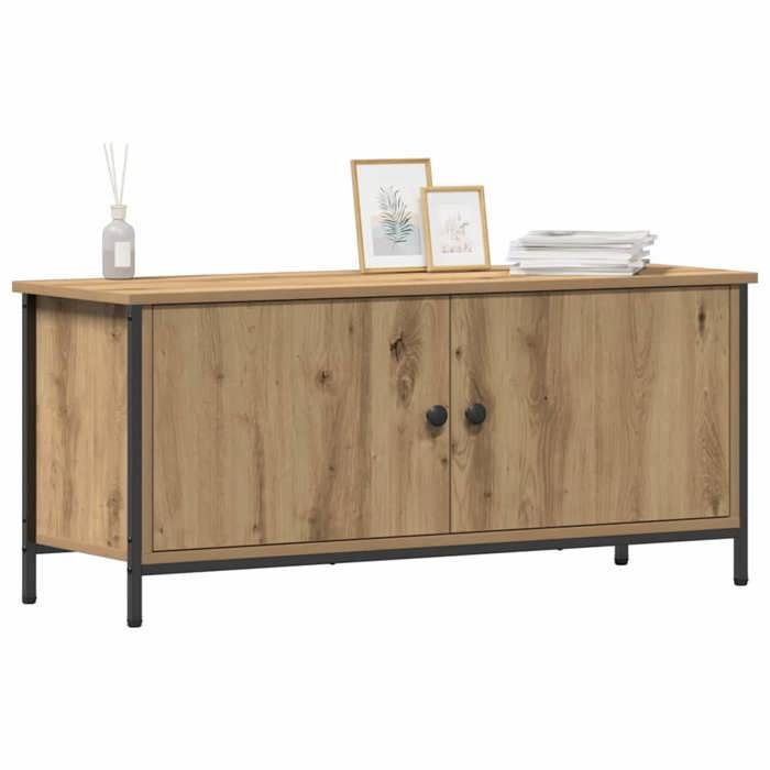 Meuble TV - vidaXL - bois dingénierie - chêne artisanal - 2 portes - 2 étagères - 100 x 35 x 45 cm 584alb53w