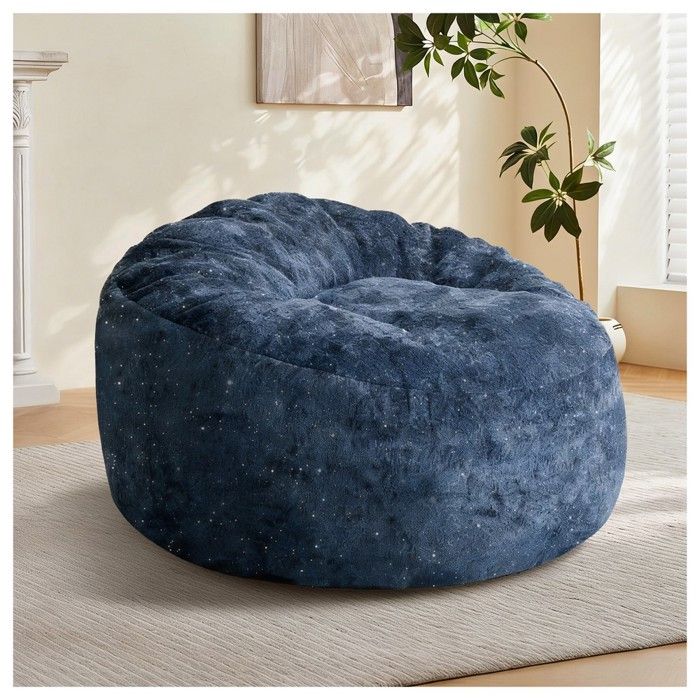 CollaHausse Fauteuil poire dossier haut incurvé soutien ergonomique complet détente immersive Bleu