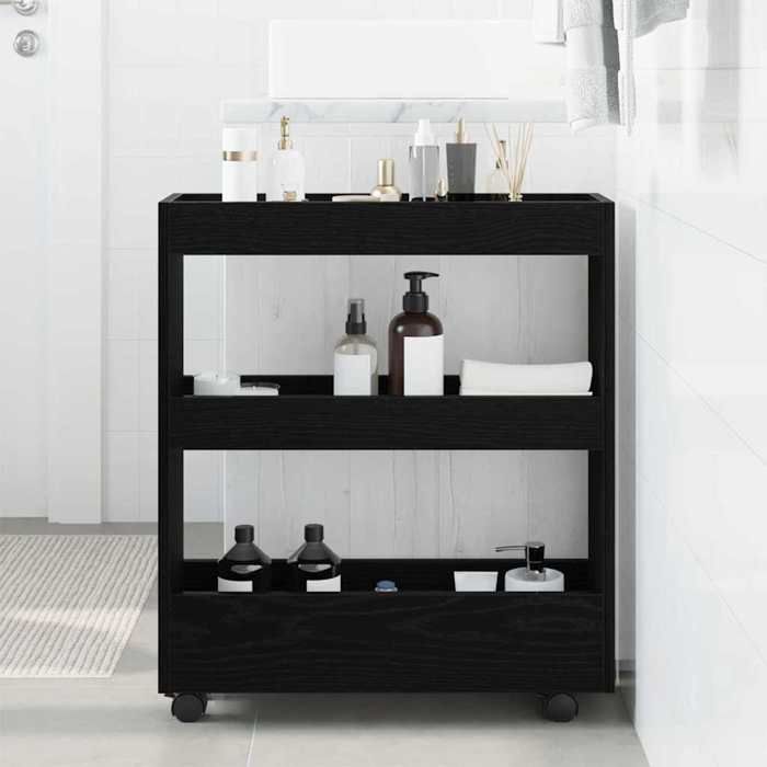 Chariot de rangement étroit - vidaXL - Desserte étroite - bois dingénierie - chêne noir - 60 x 18 x 70 cm@tfe75r