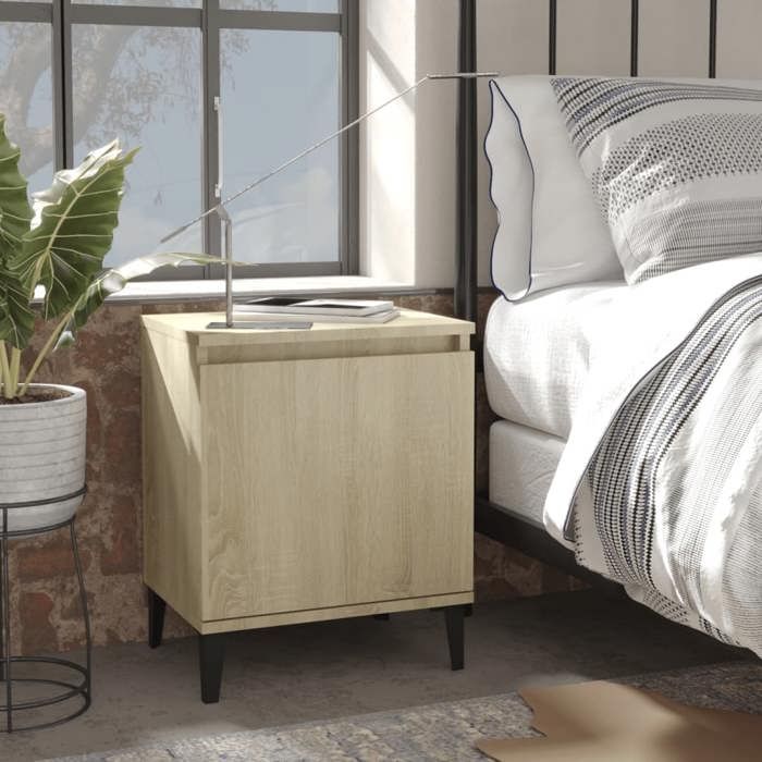 Armoire de chevet (1 pc) - vidaxl - Table de lit - métal - chêne sonoma - 40 x 30 x 50 cm@vet83n
