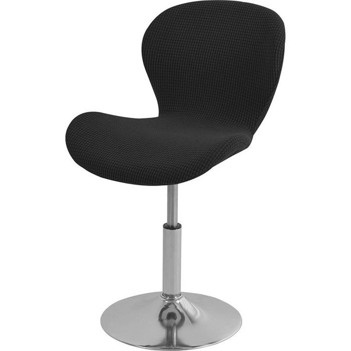 Housse tabouret bar incurvé extensible - Couverture élastique avec dossier Ajustement universel - Cuisine salon - Noir