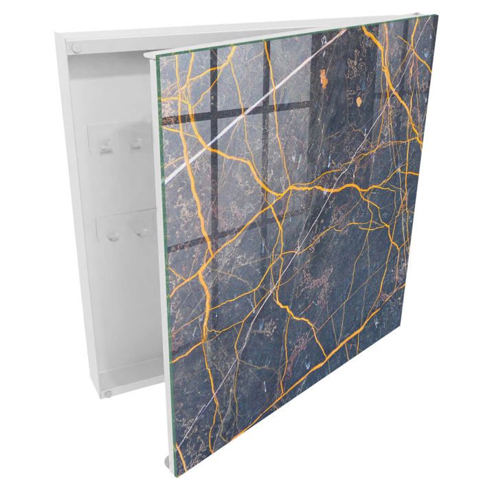 Armoire à clés decorative 30x30x5 Lignes décoratives Porte-clés mural avec rangement Blanc Souvre vers la droite Tulup