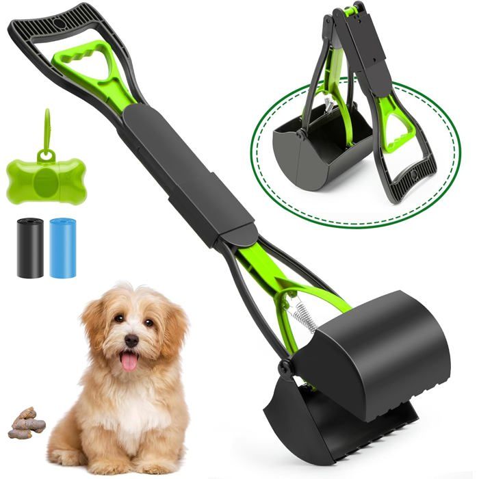 Ramasse-crottes chien - lot de 4 pièces - pince pliante ABS 45