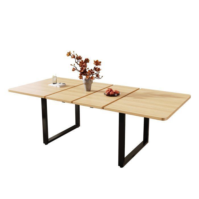 Table à rallonges pouvant accueillir de 6 à 10 personnes rectangulaire pieds en métal couleur chêne 140/180/220 × 80 cm