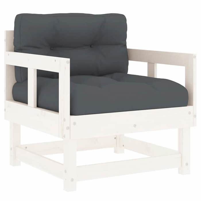 Lot de 2 chaises de jardin 64x61x62 cm en bois de pin massif blanc - vidaXL - Avec coussins - Charge 110 kg par siège 939567