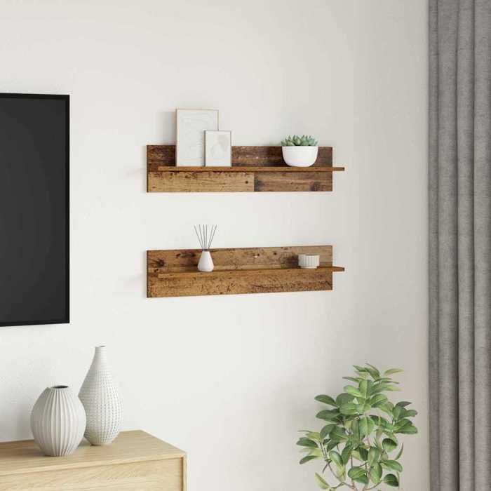Neuf& 4419 Organisateur étagère - vidaXL - CHIC Étagère Murale Montage mural 2 pc Bois Ancien 80 x 11 5 x 18 cm - Design classique