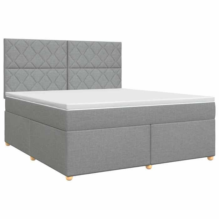 Lit boxspring avec matelas - Tissu - Réglable - Amovible - Gris clair - 140x190 cm - V6