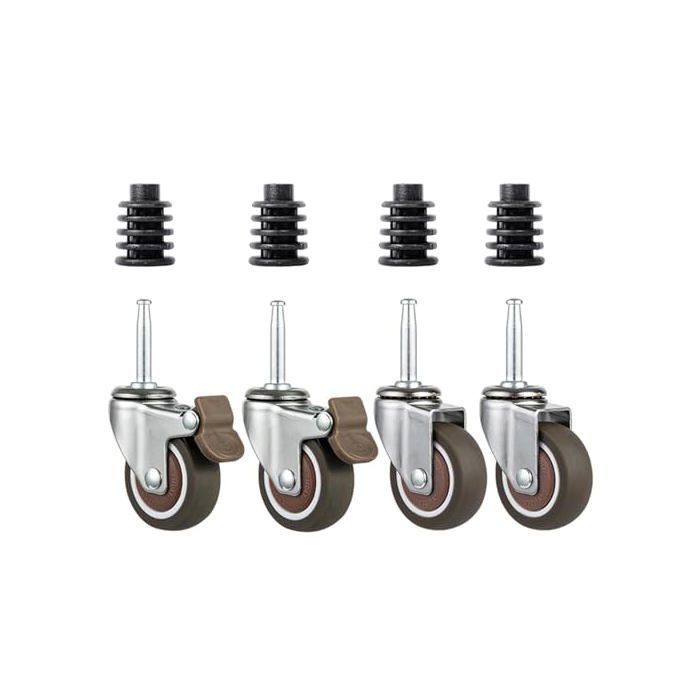 Roulettes pivotantes - DYPJHEO - M8x38 - Charge 120 kg - Diamètres 14/16/19/22/25 mm - 2 freins/2 sans frein
