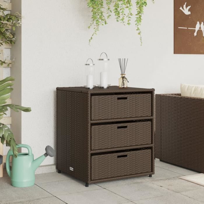 Armoire de rangement - AKOZON - 55x59x69cm - Résine tressée - Légère - Résistante aux intempéries