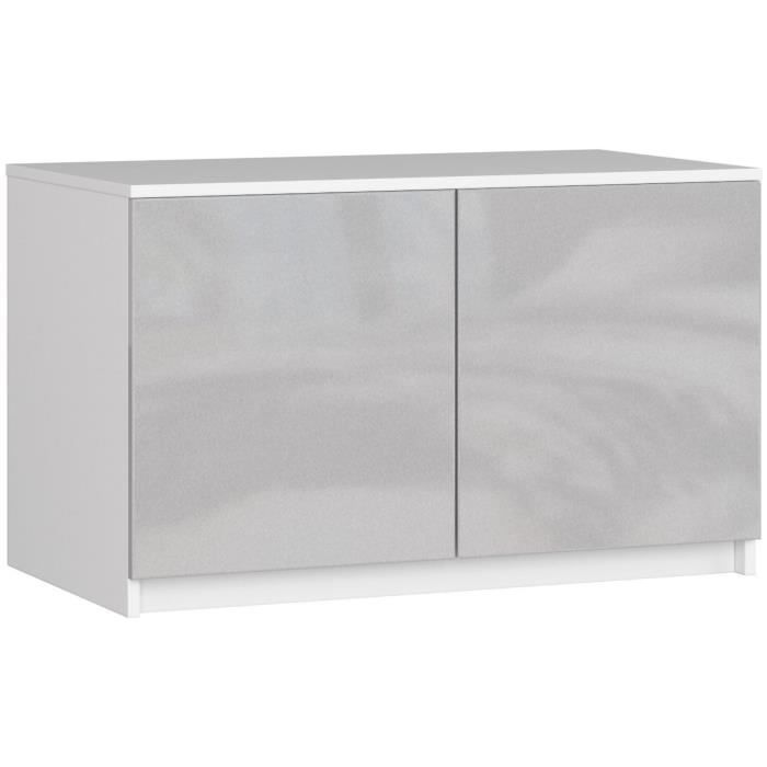 Surmeuble pour armoire AKORD S90 Blanc 90 cm 2 portes façade Métallique Brillant 2 étagères 90x51x55 cm