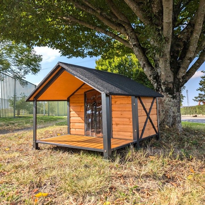 Comparer les prix de Niche À Chien Labrador Avec Armature En Acier Et Terrasse Couverte Taille L