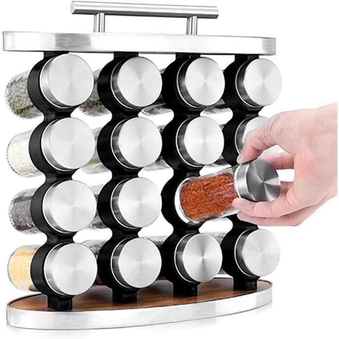 2 Pots à épices Carrés Transparents | Design 4 En 1 Avec Maille | Pour Sel, Poivre, Herbes | Rangement Cuisine Pratique