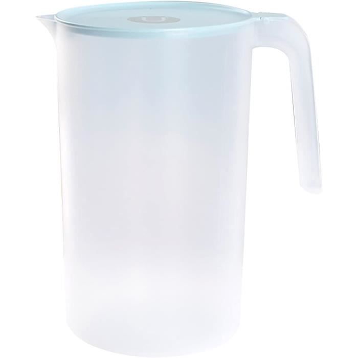Pichet à Jus 1,5L Avec Couvercle - Carafe Plastique Alimentaire Pour Thé, Jus, Limonade - Passerelle Lave-vaisselle