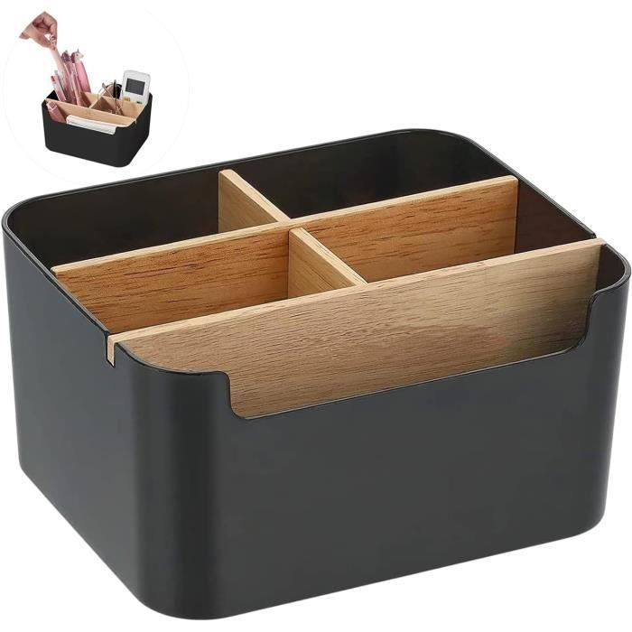 Jesustree Organisateur De Table En Bambou 4 Compartiments - Boîte Rangement Bureau Multifonction