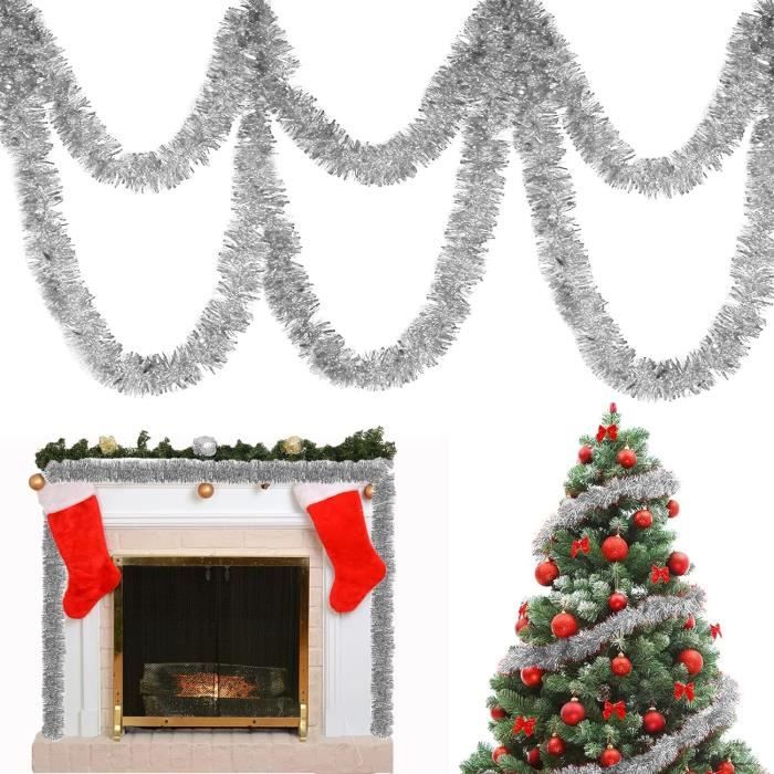 Guirlandes Scintillantes Noël - Lot De 6 X 3 Mètres - Métallique Rouge/or/argent/blanc - Pour Sapin, Cheminée, Porte - Décoration Festive