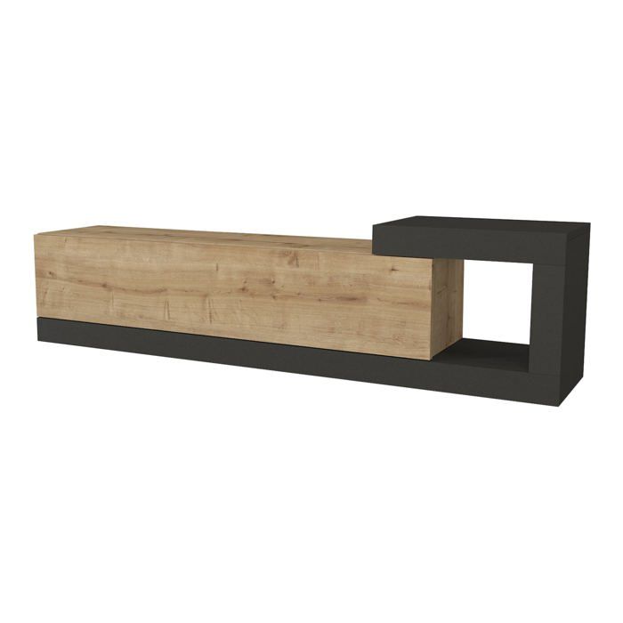 Meuble TV mural design moderne 150 x 30 x 39 cm effet chêne anthracite 03_0007800 Meuble TV mural design moderne 150 x 30 x 39 cm effet chêne anthracite 03_0007800