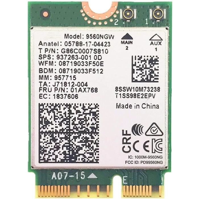 Carte double bande wi fi AC 9560, 2x2, BT 2.4, pour Intel 9560NGW 802.11ac NGFF Key E 5.0G-5G Carte double bande wi fi AC 9560, 2x2, BT 2.4, pour Intel 9560NGW 802.11ac NGFF Key E 5.0G-5G