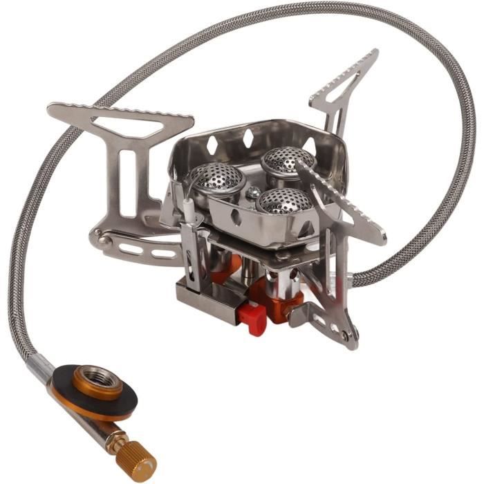Réchaud Camping Gaz 2 Feux Portable – Plaque + Grill Butane, Puissant & Réglable, Idéal Pique-Nique, Randonnée, BBQ Extérieur (sans Cartouche)