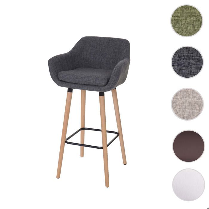 MCW Tabouret de bar Malmö T381 chaise de bar tabouret de comptoir ~ Textile gris MCW Tabouret de bar Malmö T381 chaise de bar tabouret de comptoir ~ Textile gris