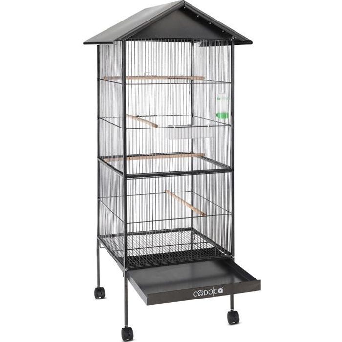 Volière Cage à Oiseaux 157 Cm En Métal Canaries Peruches Perroquets