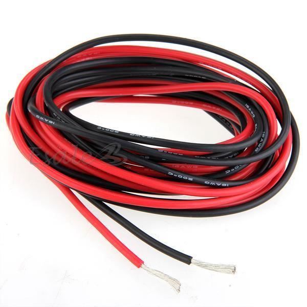 REFURBISHHOUSE 2 x 3M Fil Cable Silicone 16 AWG Gauge Flexible pour Helicoptere Voiture RC 