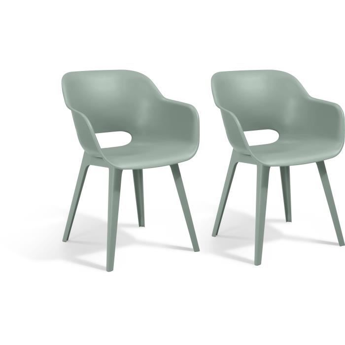 Chaises de jardin - KETER - AKOLA - Lot de 2 - Résine - Vert vintage - Dossier ergonomique