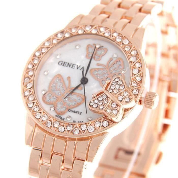 Montre-bracelet Femme GENEVA Avec Strass Et Diamants - Mouvement Quartz - Neuf Avec étiquettes