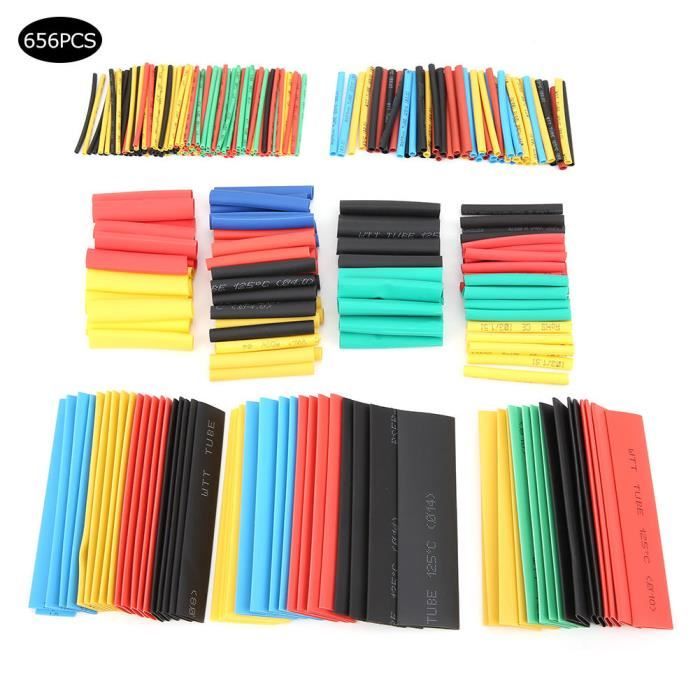 Fafeicy Gaine thermorétractable 656 pièces Tube thermorétractable fil enveloppant manches données câble isolé protéger gaine