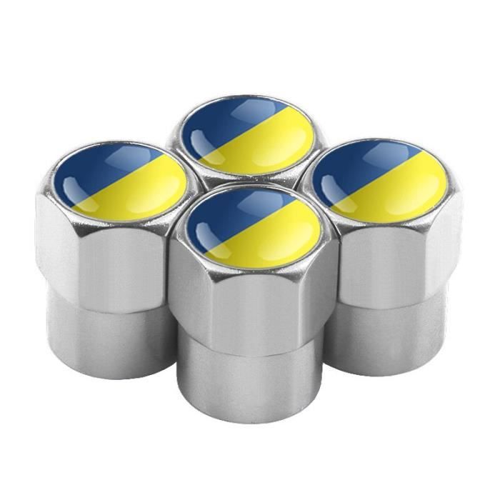 Lot De 4 Cache-valves De Pneus En Aluminium Bleu - Universel Pour Voiture, SUV, Moto, Vélo - Avec Joint Torique En Caoutchouc
