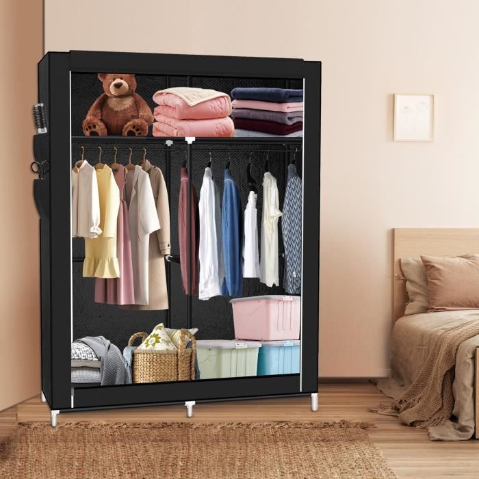 Penderie souple - Noir - 108*45*170cm - Armoire en tissu non tissé durable et imperméable