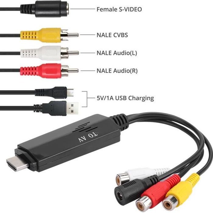 Tbest Adaptateur vidéo Pour HDMI vers AV RCA 1080P HD