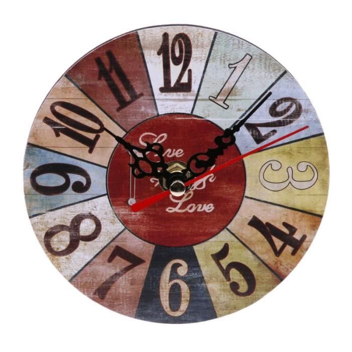 Flyes Horloge Vintage européenne Horloge Murale en Bois Vintage européen rétro Vintage Fait Main décoratif 3D