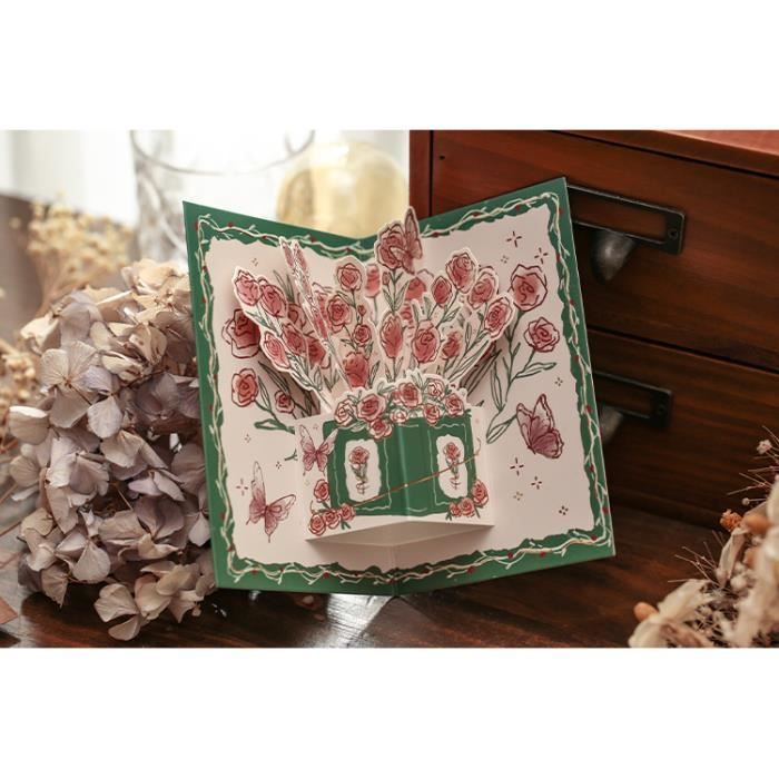 Carte De Vœux Pop-up 3D Avec Motif Floral - Pour Femme, Anniversaire